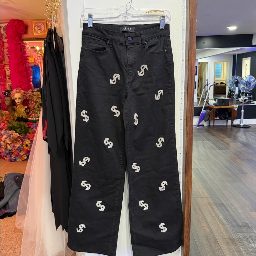 AKIRA Black Embellished High-Rise Jeans